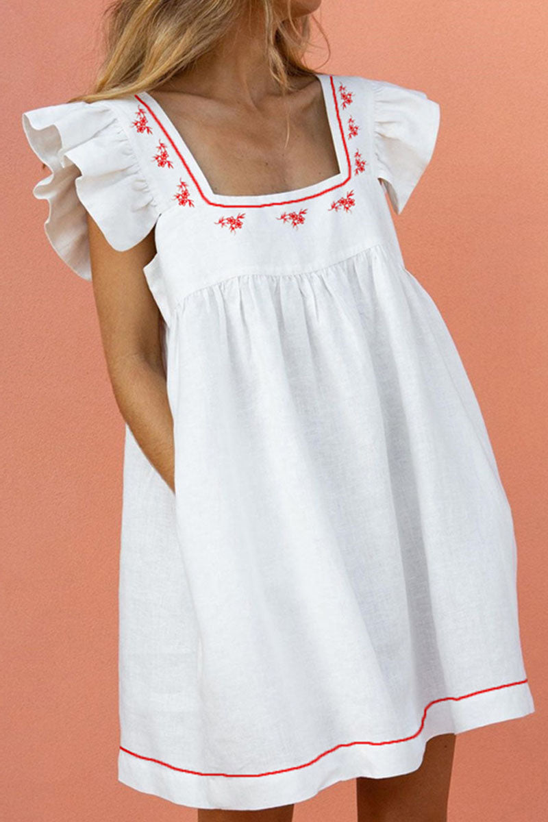 Fashion Casual & Stylish Print Split Joint Square Collar Princess Dresses