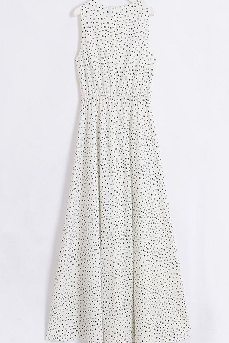 Bohemian Vibes: Dot Patchwork A-Line Dresses with V Neck (Choose from 4 Colors)