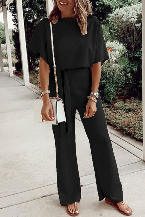 Casual Solid Frenulum O Neck Loose Jumpsuits Perfect For Comfort And Style