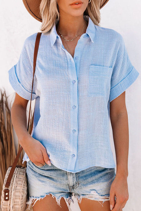 Mode Casual en stijlvol Klassieke effen patchwork blouses met ronde kraag (3 kleuren)