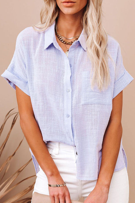 Mode Casual en stijlvol Klassieke effen patchwork blouses met ronde kraag (3 kleuren)