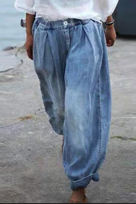 Casual Solid Fold Loose Wide Leg Bottoms - A Must-Have Addition