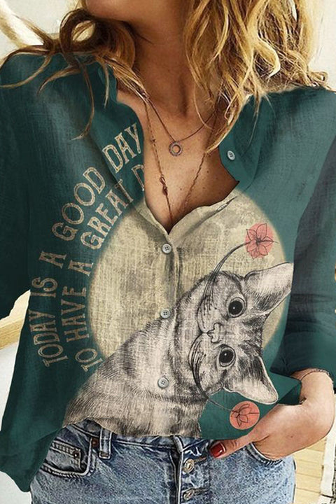 Moda Casual y elegante Estampado Patchwork Cuello vuelto Tops