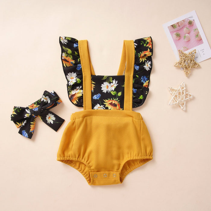 Baby schattige bloemen jumpsuit