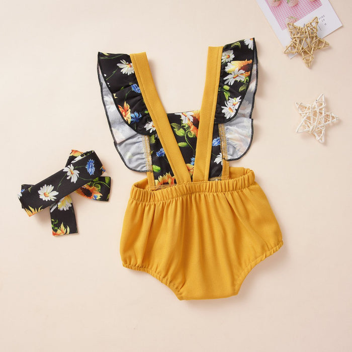 Baby schattige bloemen jumpsuit