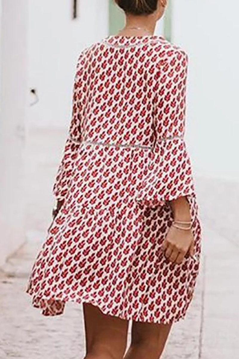 Casual & Stylish Print Patchwork Basic V Neck A Line Dresses(3 Colors)