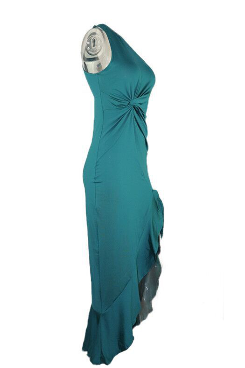 Elegant & Stylish Classic Solid Flounce Slit One Shoulder Evening Dress Dresses(8 Colors)