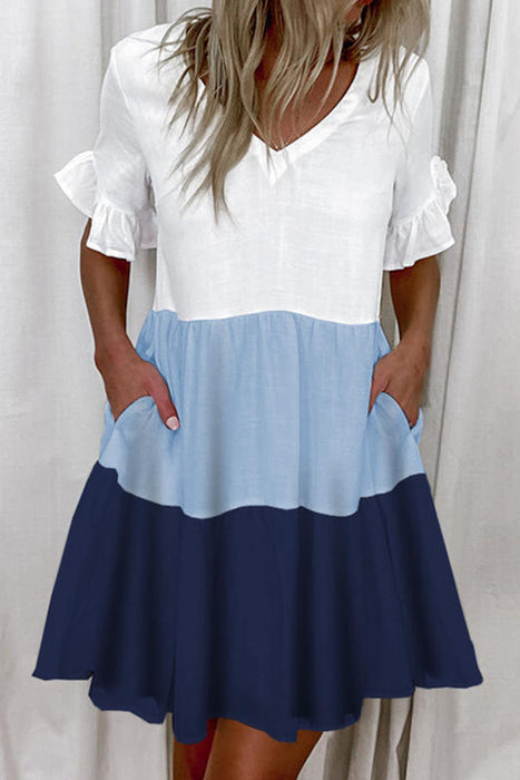 Casual & Stylish Classic Solid V Neck A Line Mini Dresses(4 Colors)