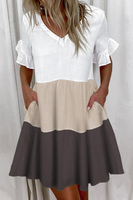 Casual & Stylish Classic Solid V Neck A Line Mini Dresses(4 Colors)