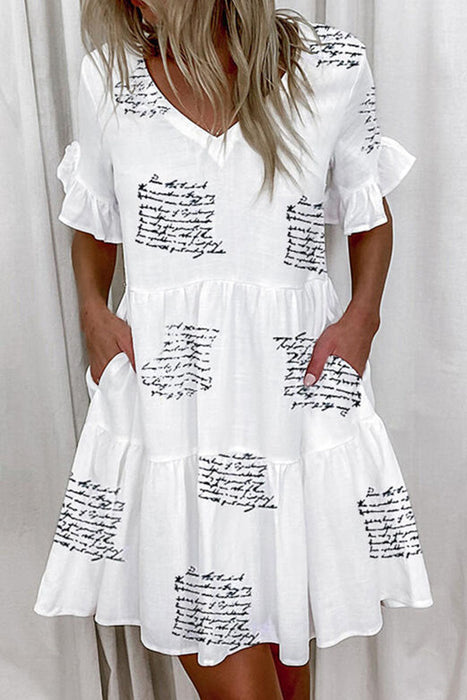 Casual & Stylish Print V Neck A Line Mini Dresses(7 Colors)