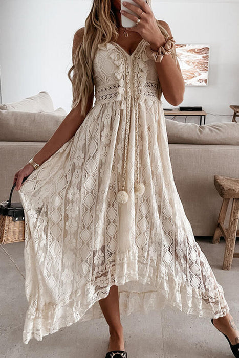 Fashion Street Klassieke effen patchwork V-hals onregelmatige jurken