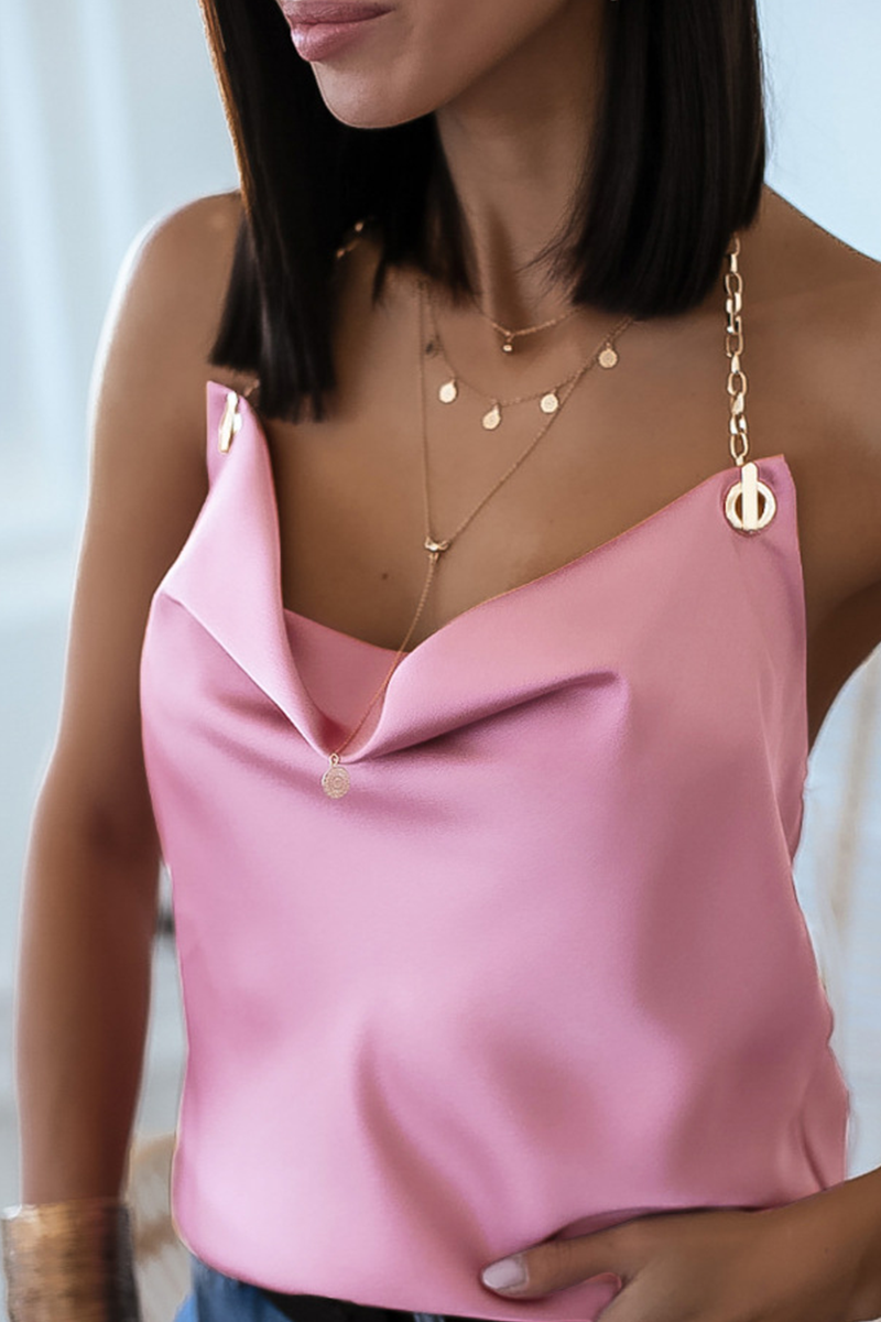 Fashion Classic Solid Chains Halter Tops(8 Colors)