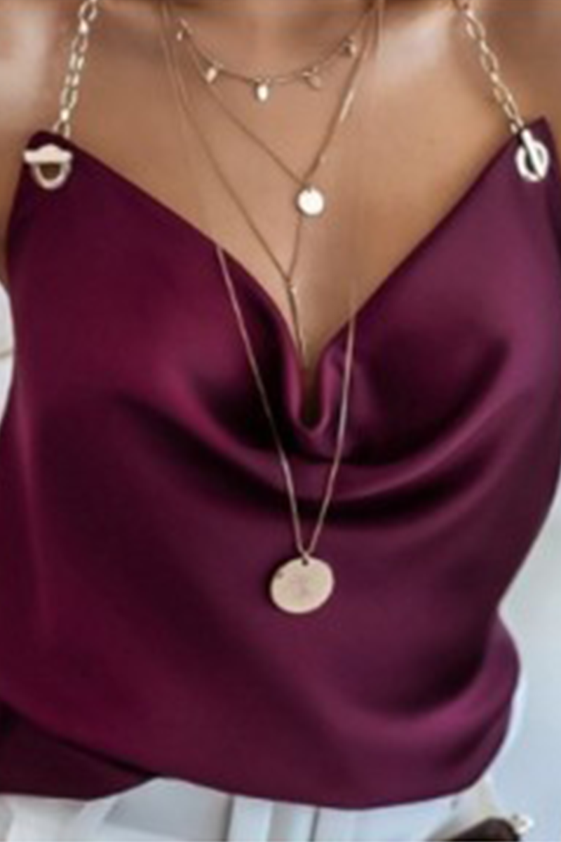 Fashion Classic Solid Chains Halter Tops(8 Colors)