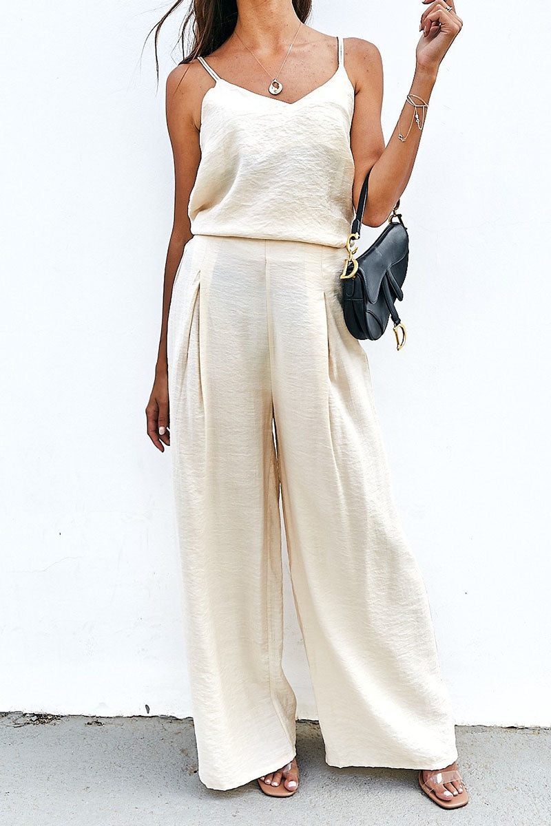 Fashion Sportswear Classic Solid Patchwork V Neck Sleeveless Two Pieces