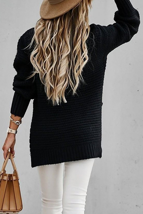Fashion Street Solid Slit O Neck Sweaters - A Must-Have Addition