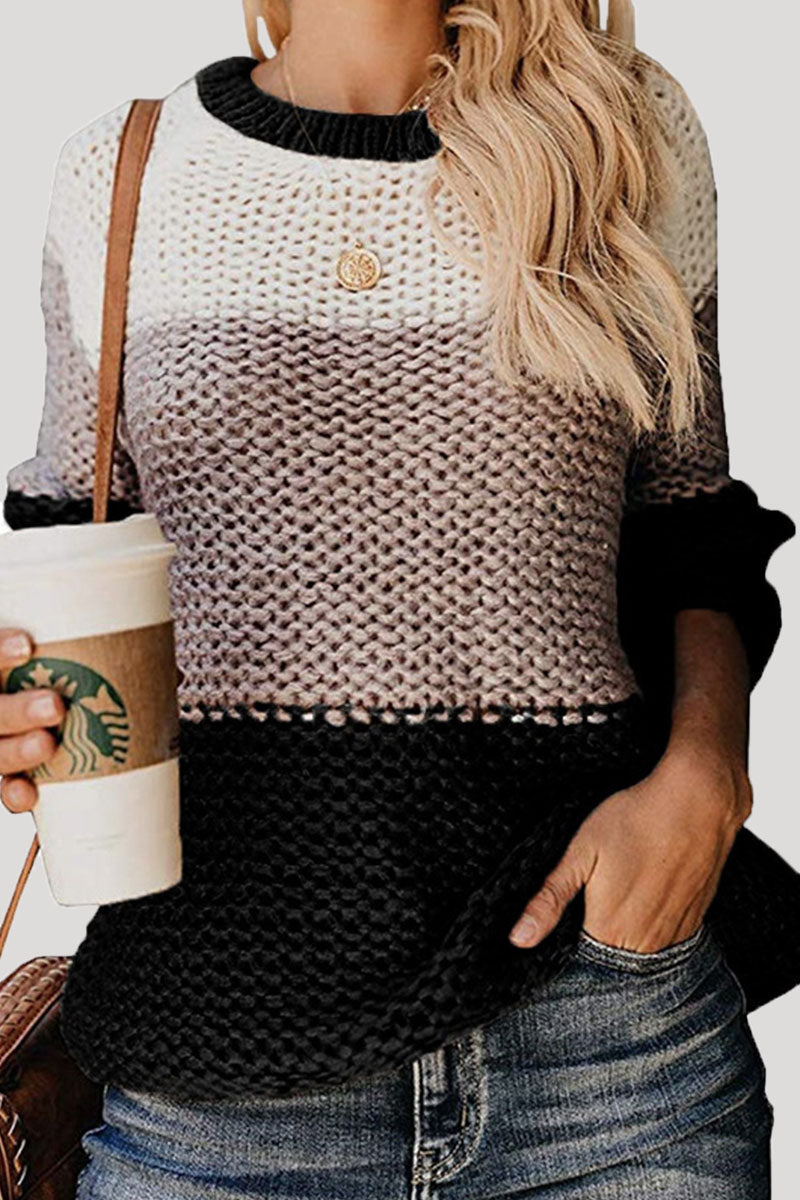 Fashion Casual & Stylish Classic Solid Patchwork O Neck Sweaters(4 Colors)