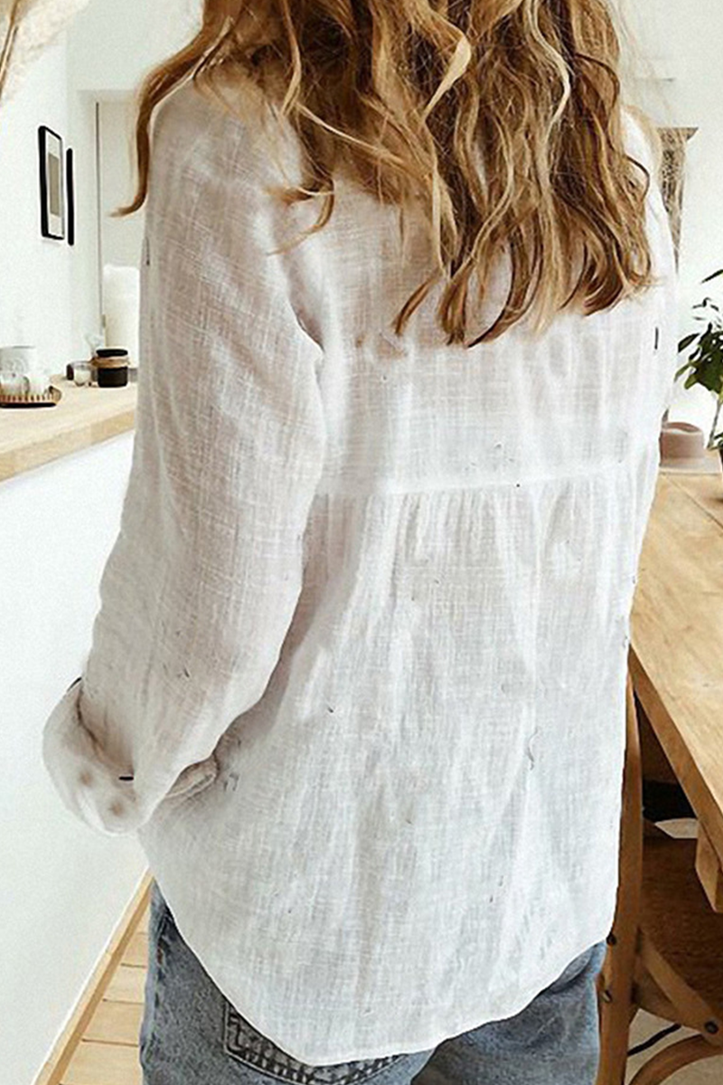 Casual & Stylish Classic Solid Buckle Shirt Collar Blouses(4 Colors)