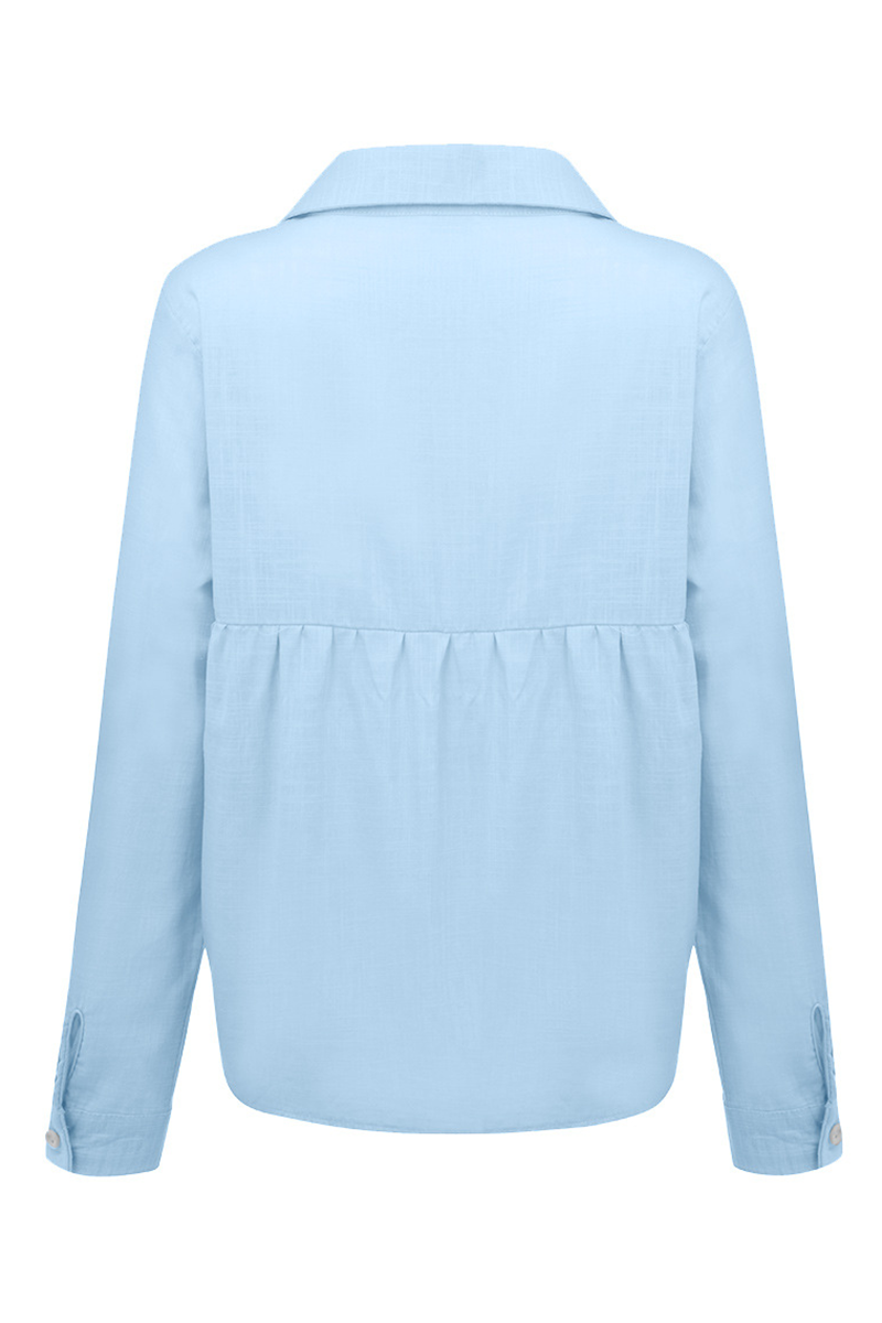 Casual & Stylish Classic Solid Buckle Shirt Collar Blouses(4 Colors)