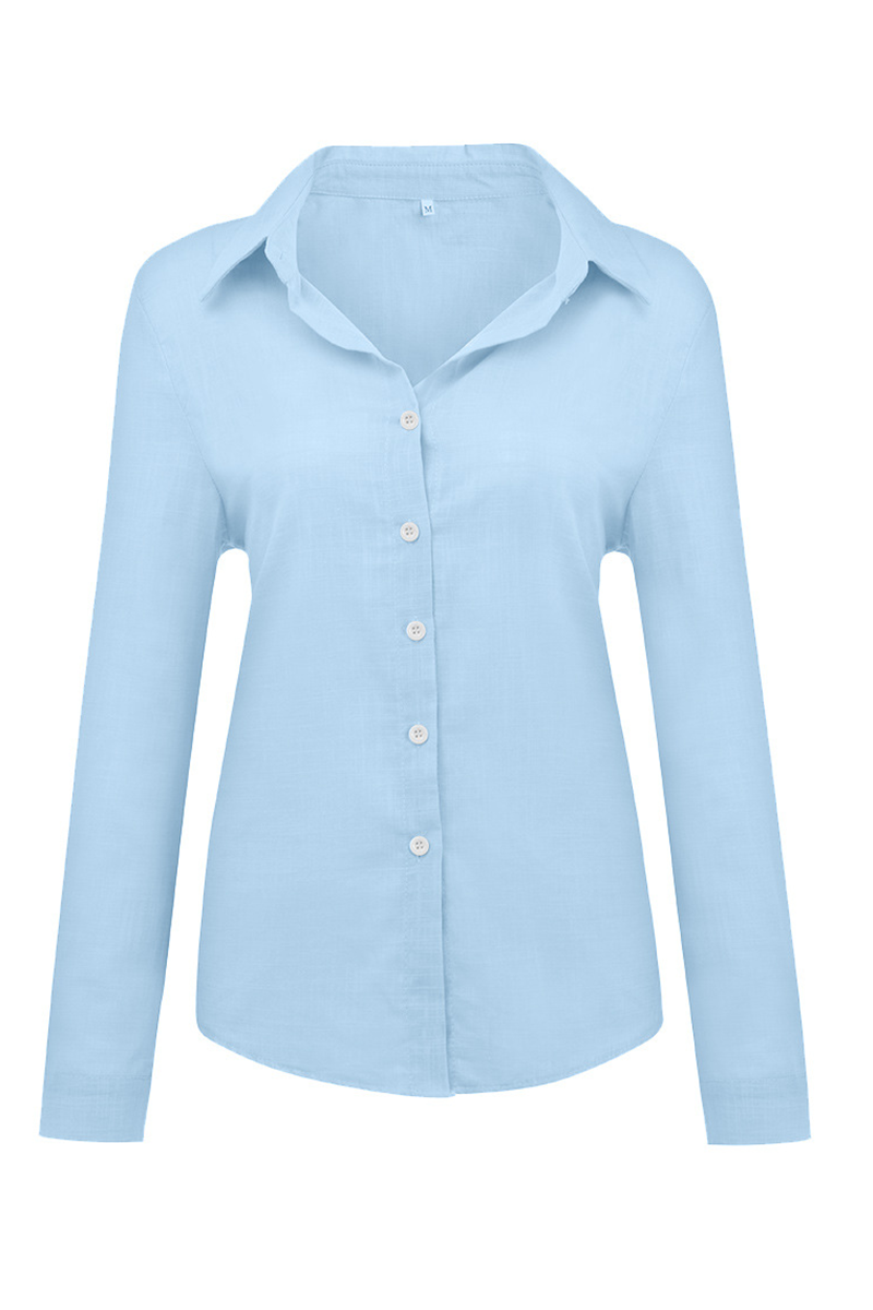 Casual & Stylish Classic Solid Buckle Shirt Collar Blouses(4 Colors)
