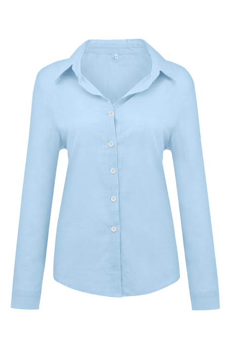 Casual & Stylish Classic Solid Buckle Shirt Collar Blouses(4 Colors)