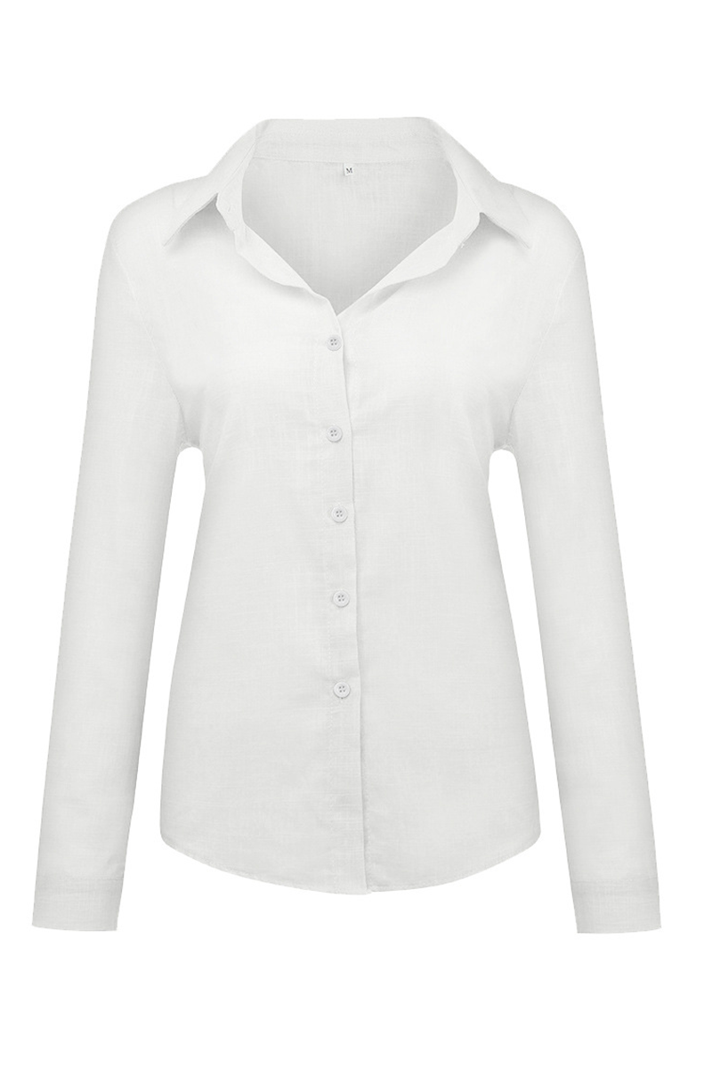 Casual & Stylish Classic Solid Buckle Shirt Collar Blouses(4 Colors)