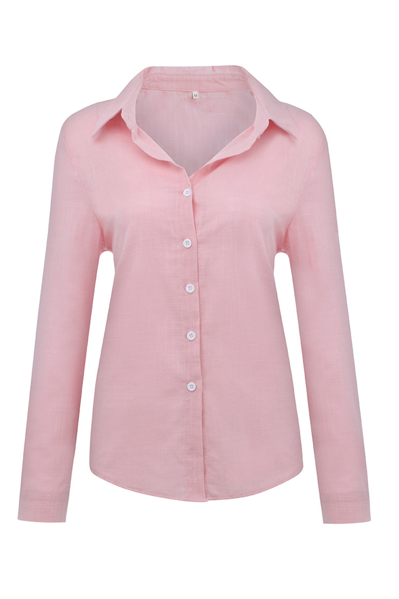 Casual & Stylish Classic Solid Buckle Shirt Collar Blouses(4 Colors)