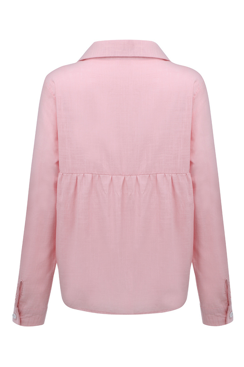 Casual & Stylish Classic Solid Buckle Shirt Collar Blouses(4 Colors)