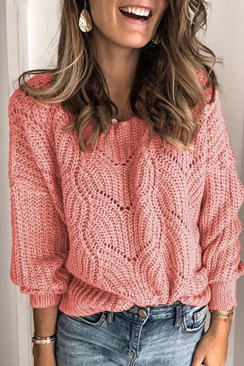 Casual & Stylish Classic Solid Hollowed Out O Neck Tops(4 Colors)