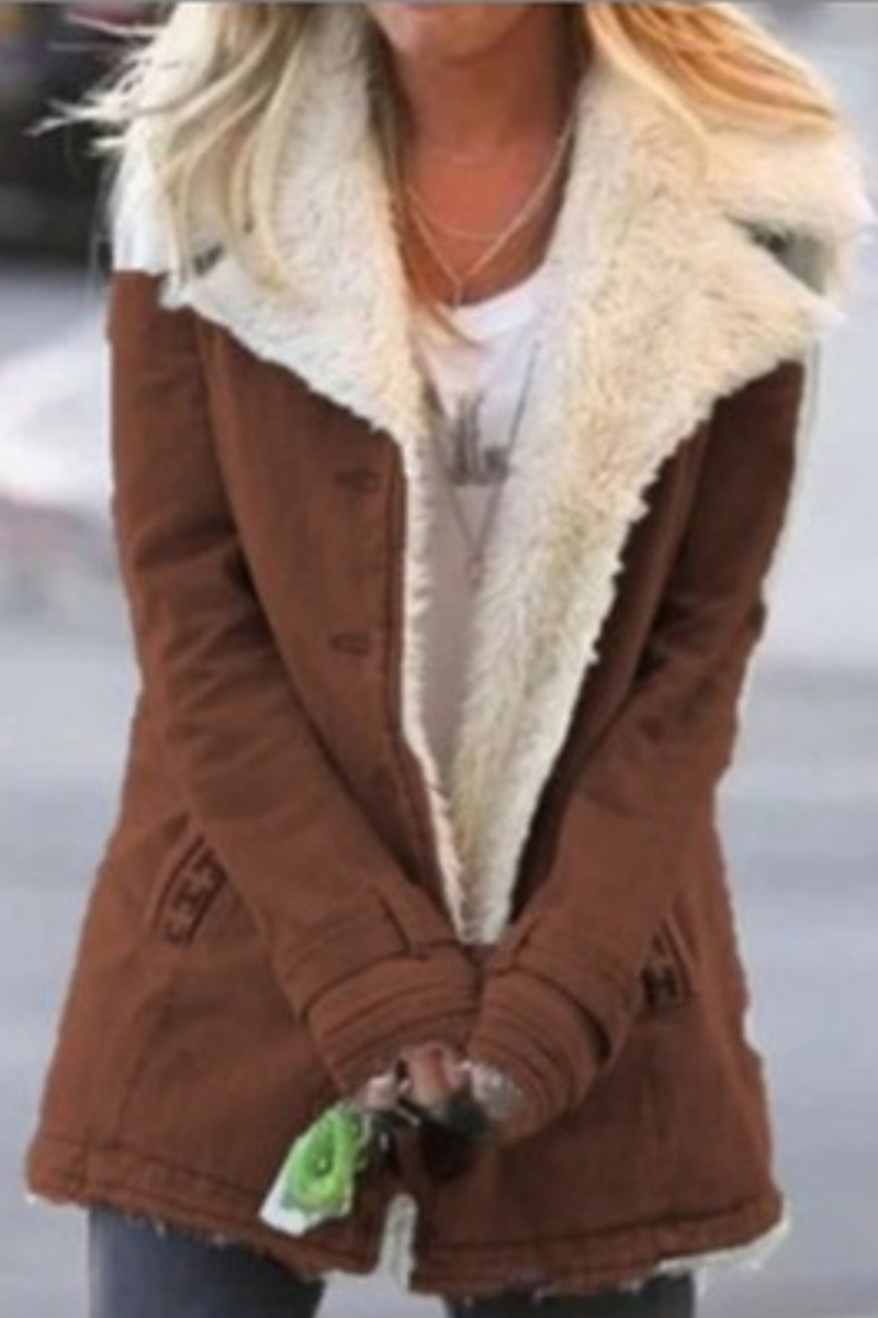 Street Chic: Pocketed Turndown Collar Outerwear with Patchwork (In 7 Colors)