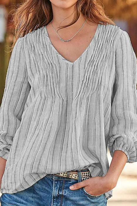 Fashion Casual & Stylish Striped Patchwork V Neck Tops