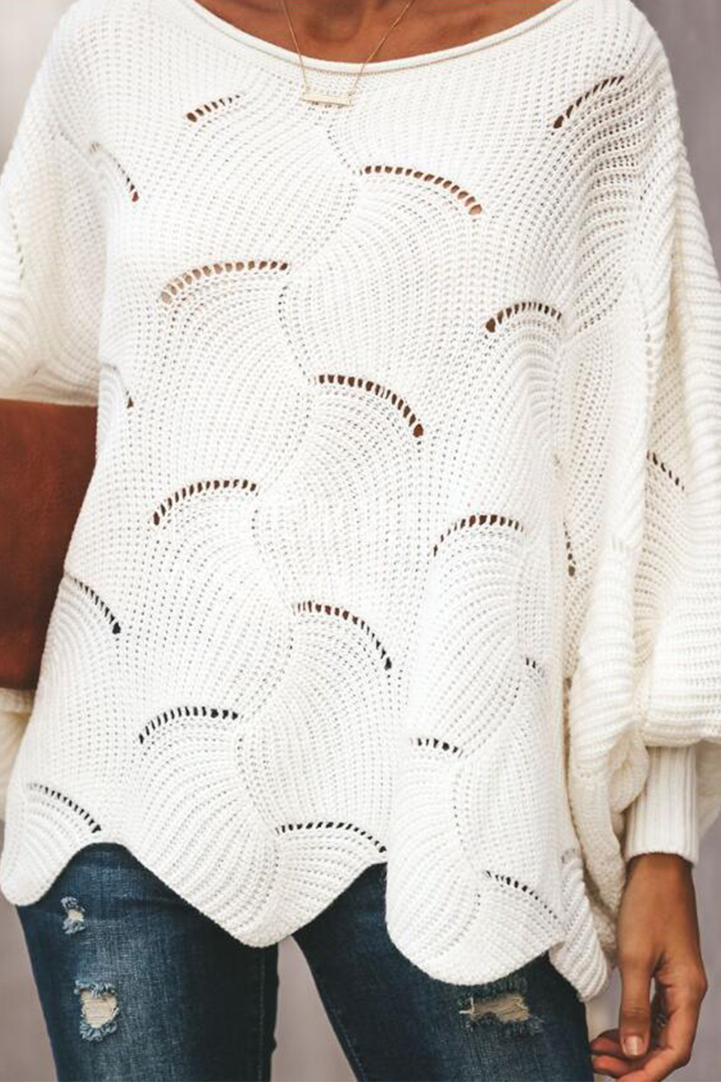 Fashion Elegant & Stylish Classic Solid Hollowed Out Patchwork O Neck Sweaters(7 Colors)