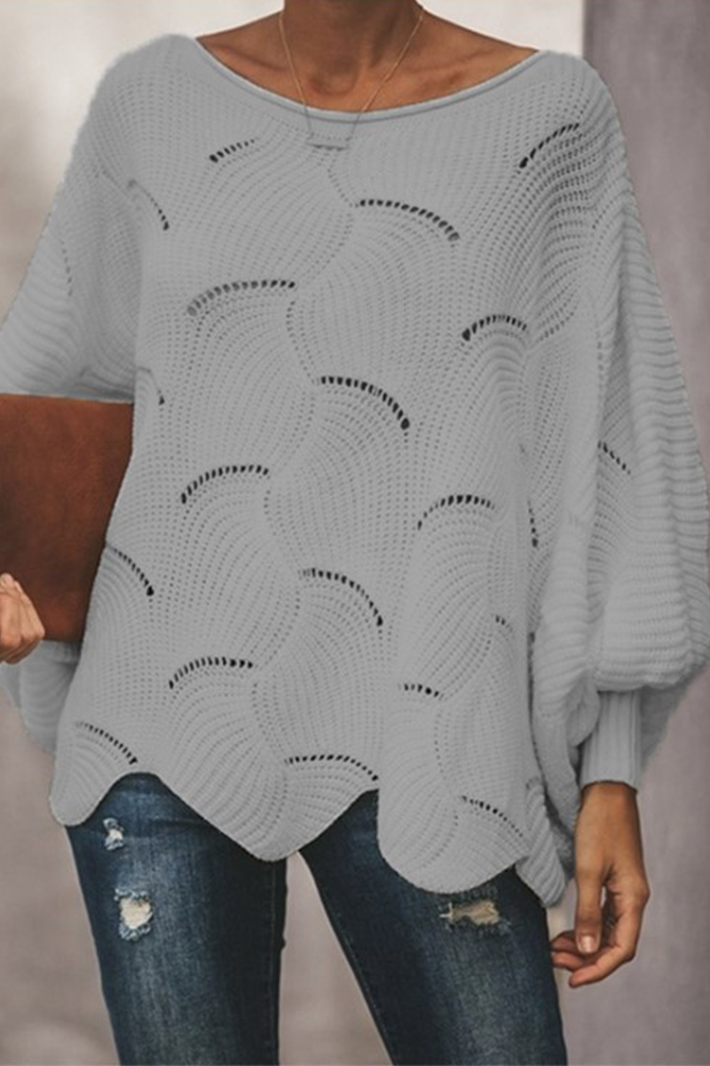 Fashion Elegant & Stylish Classic Solid Hollowed Out Patchwork O Neck Sweaters(7 Colors)