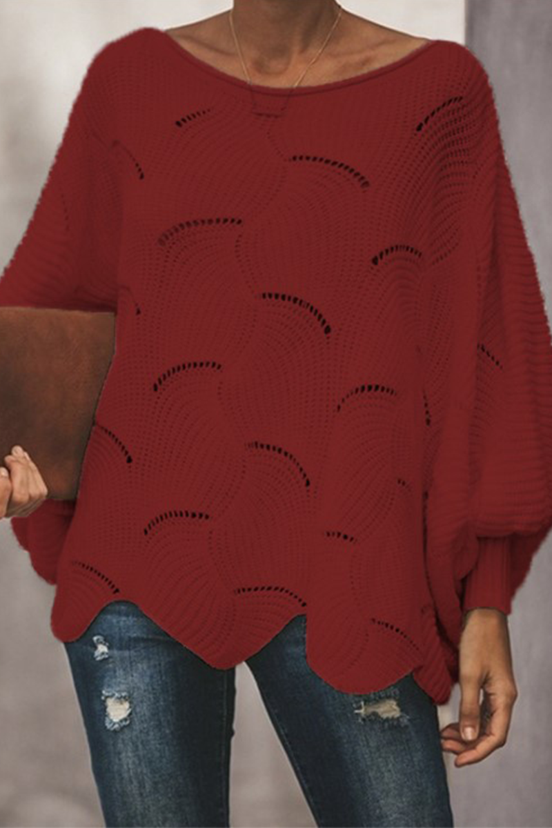 Fashion Elegant & Stylish Classic Solid Hollowed Out Patchwork O Neck Sweaters(7 Colors)