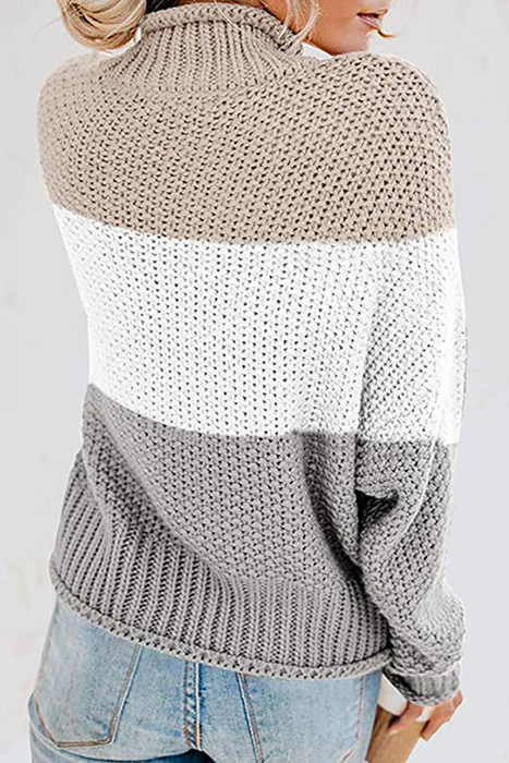 Casual & Stylish Patchwork Contrast Turtleneck Sweaters(7 Colors)