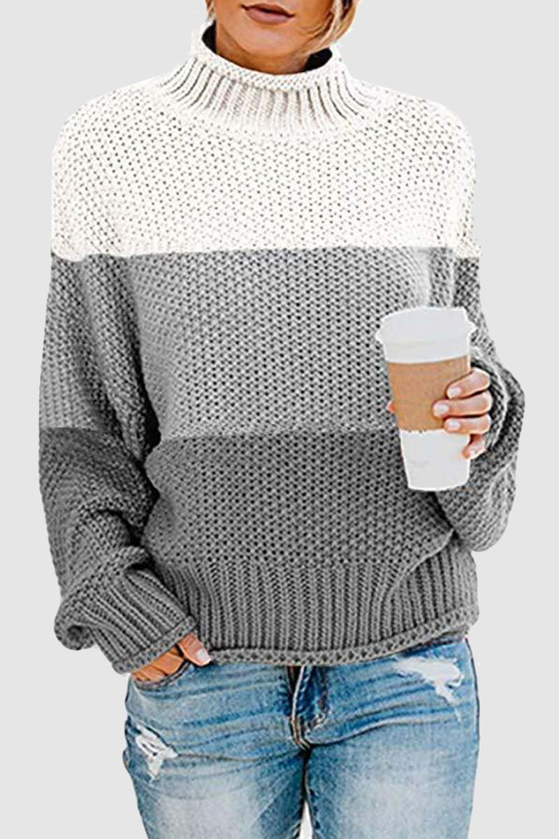 Casual & Stylish Patchwork Contrast Turtleneck Sweaters(7 Colors)