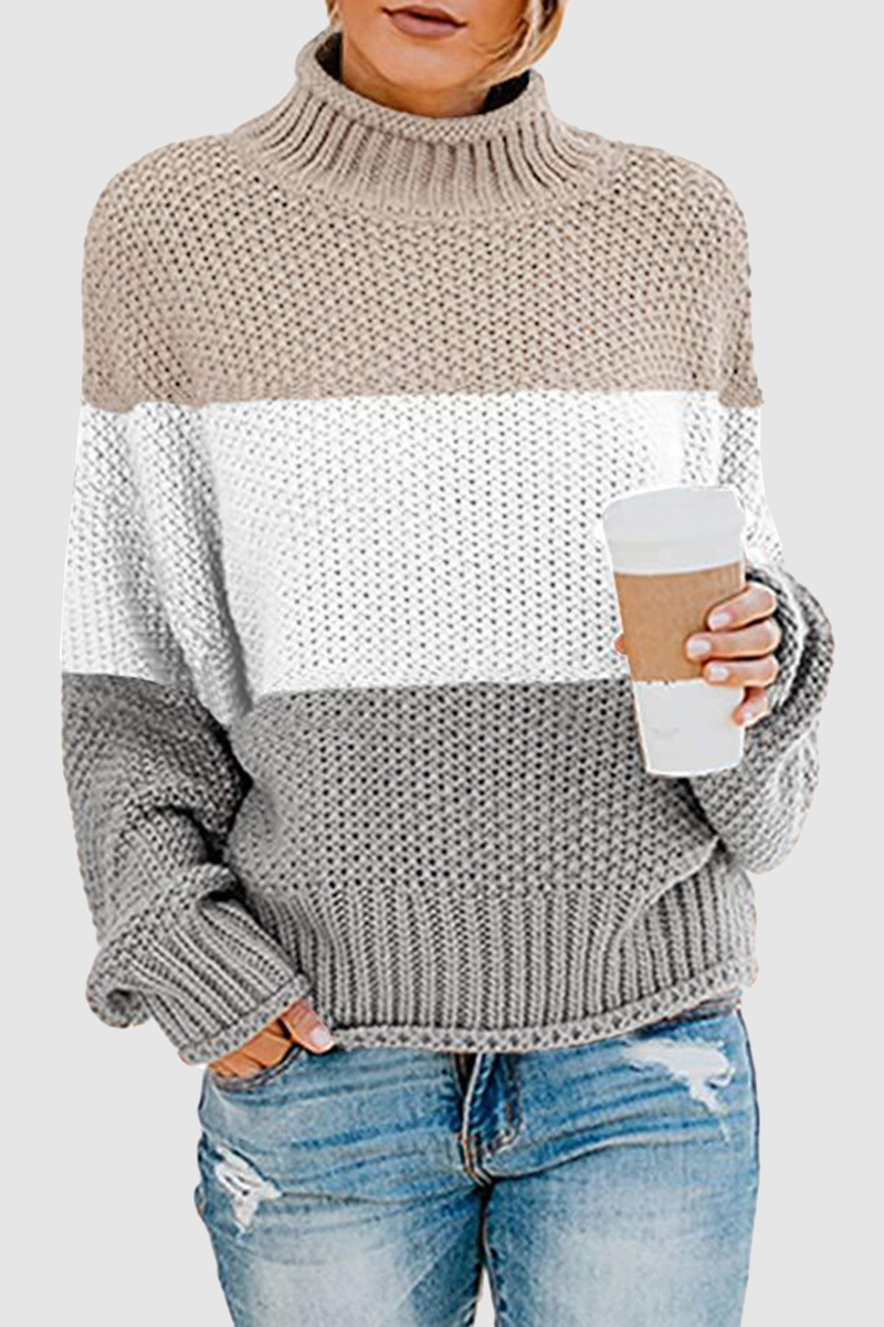 Casual & Stylish Patchwork Contrast Turtleneck Sweaters(7 Colors)