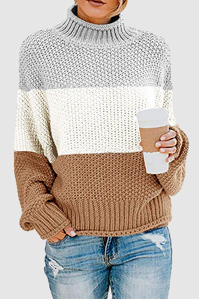 Casual & Stylish Patchwork Contrast Turtleneck Sweaters(7 Colors)