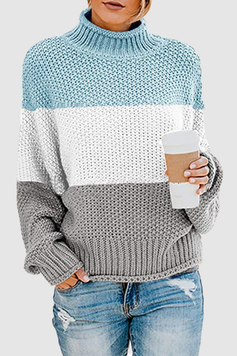 Suéteres casuales y elegantes con cuello alto en contraste de retazos (7 colores)