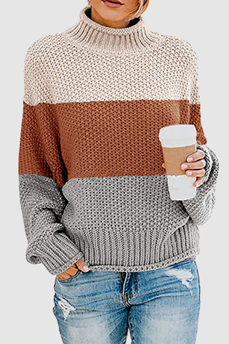 Casual & Stylish Patchwork Contrast Turtleneck Sweaters(7 Colors)