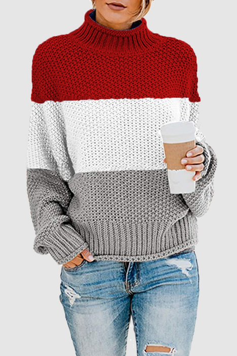 Casual & Stylish Patchwork Contrast Turtleneck Sweaters(7 Colors)