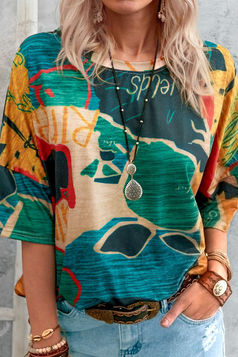 Casual en stijlvolle basic T-shirts met ronde hals en straatprint (6 kleuren)