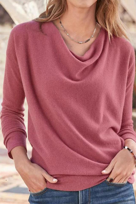 Casual & Stylish Classic Solid Patchwork Asymmetrical Collar Tops(4 Colors)