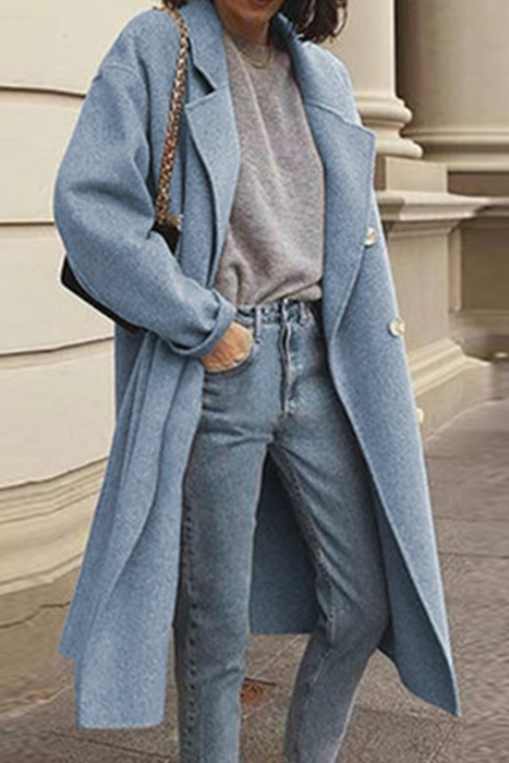 Casual y con estilo Elegante y con estilo Clásico Sólido Hebilla Ropa de abrigo con cuello vuelto (6 colores)