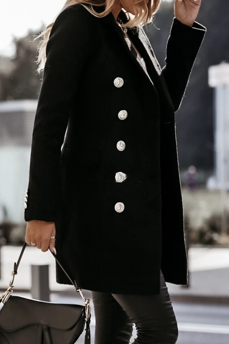 Elegant & Stylish Classic Solid Buckle Turn-back Collar Outerwear(4 Colors)