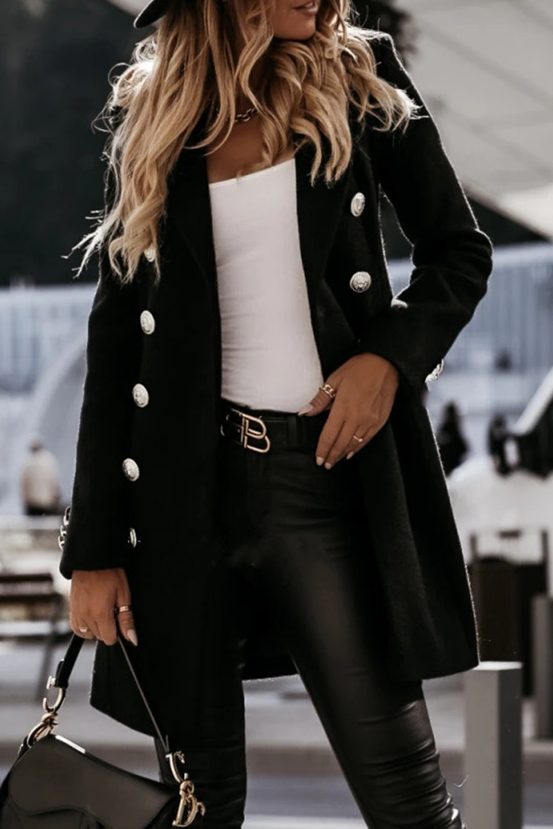 Elegant & Stylish Classic Solid Buckle Turn-back Collar Outerwear(4 Colors)