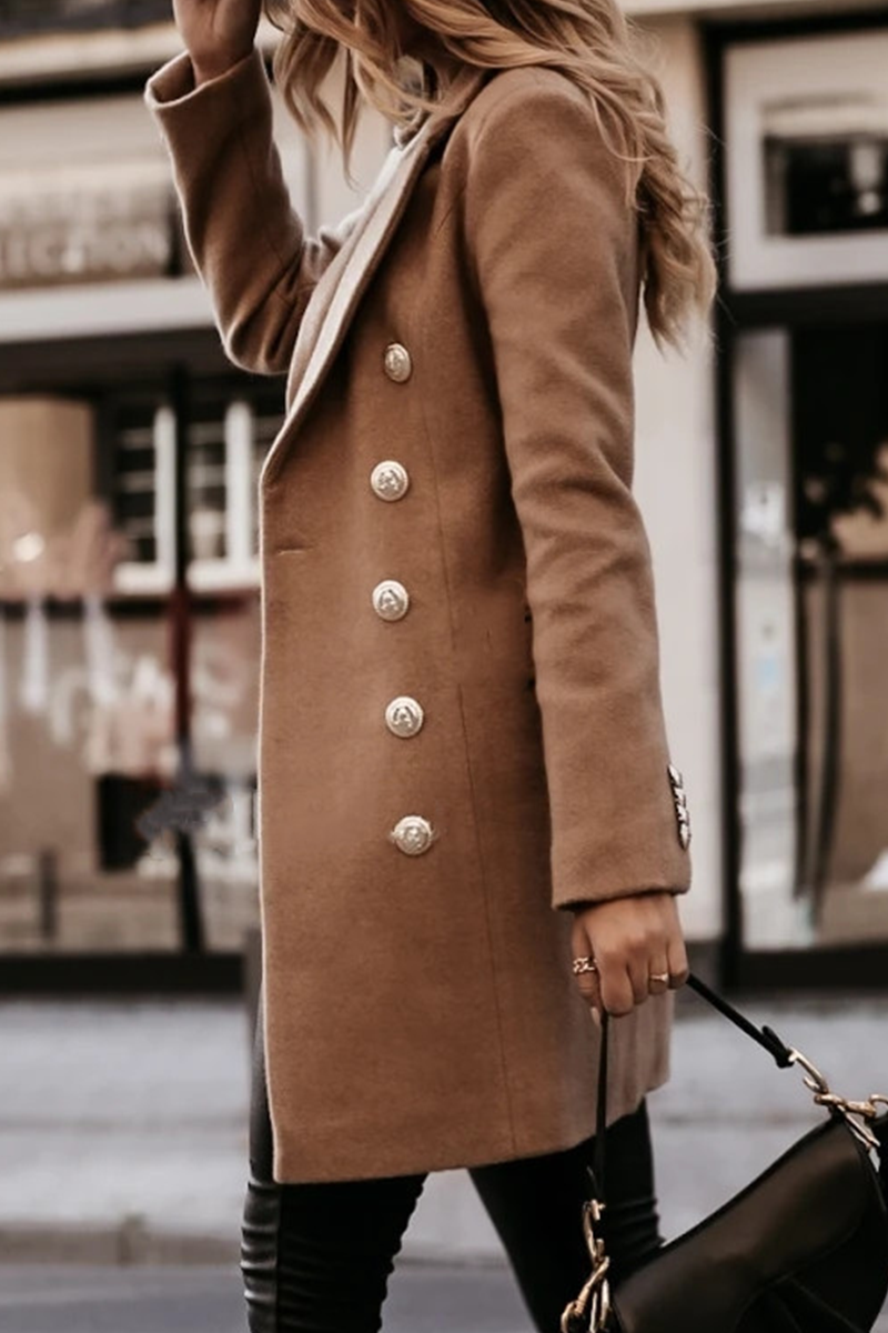 Elegant & Stylish Classic Solid Buckle Turn-back Collar Outerwear(4 Colors)