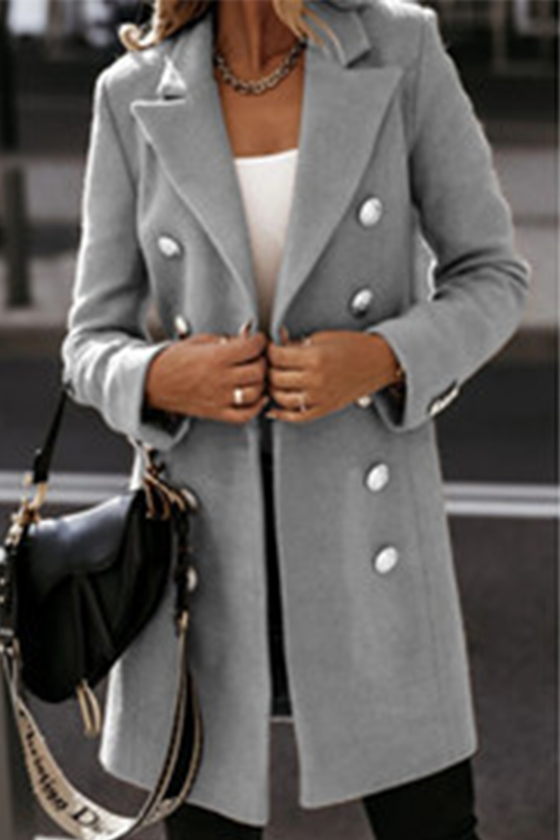 Elegant & Stylish Classic Solid Buckle Turn-back Collar Outerwear(4 Colors)