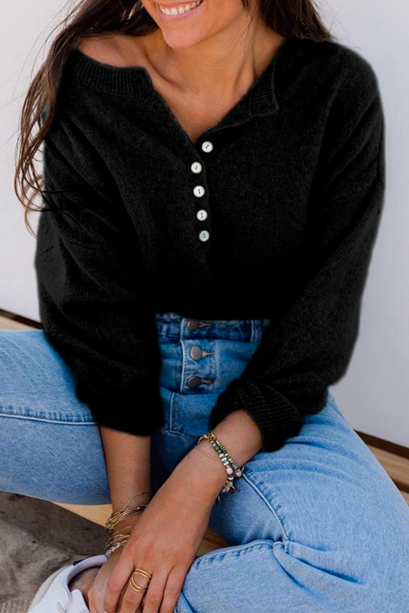 Casual en stijlvol Elegant en stijlvol Klassiek Effen top met gesp en O-hals (5 kleuren)