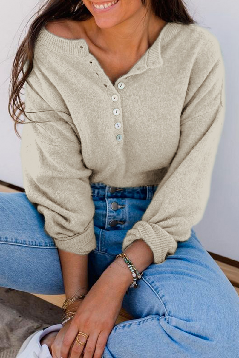 Casual en stijlvol Elegant en stijlvol Klassiek Effen top met gesp en O-hals (5 kleuren)