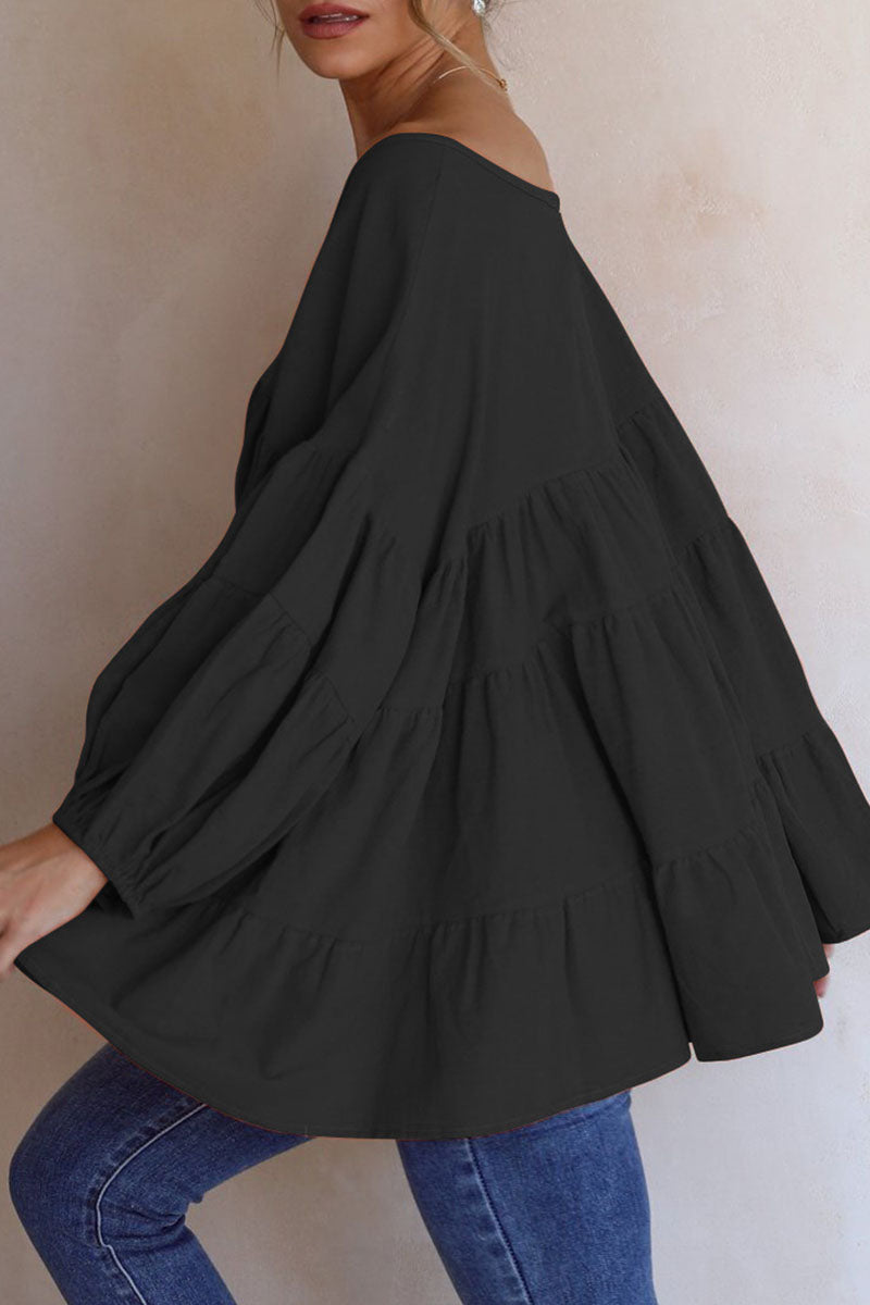 Fashion Casual & Stylish Classic Solid Split Joint V Neck Tops